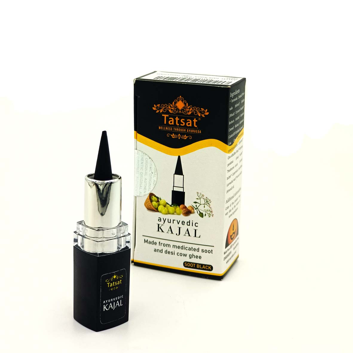 Picture of Tatsat Ayurvedic kajal stick made from medicated soot and Desi Cow Ghee-2.5gm
