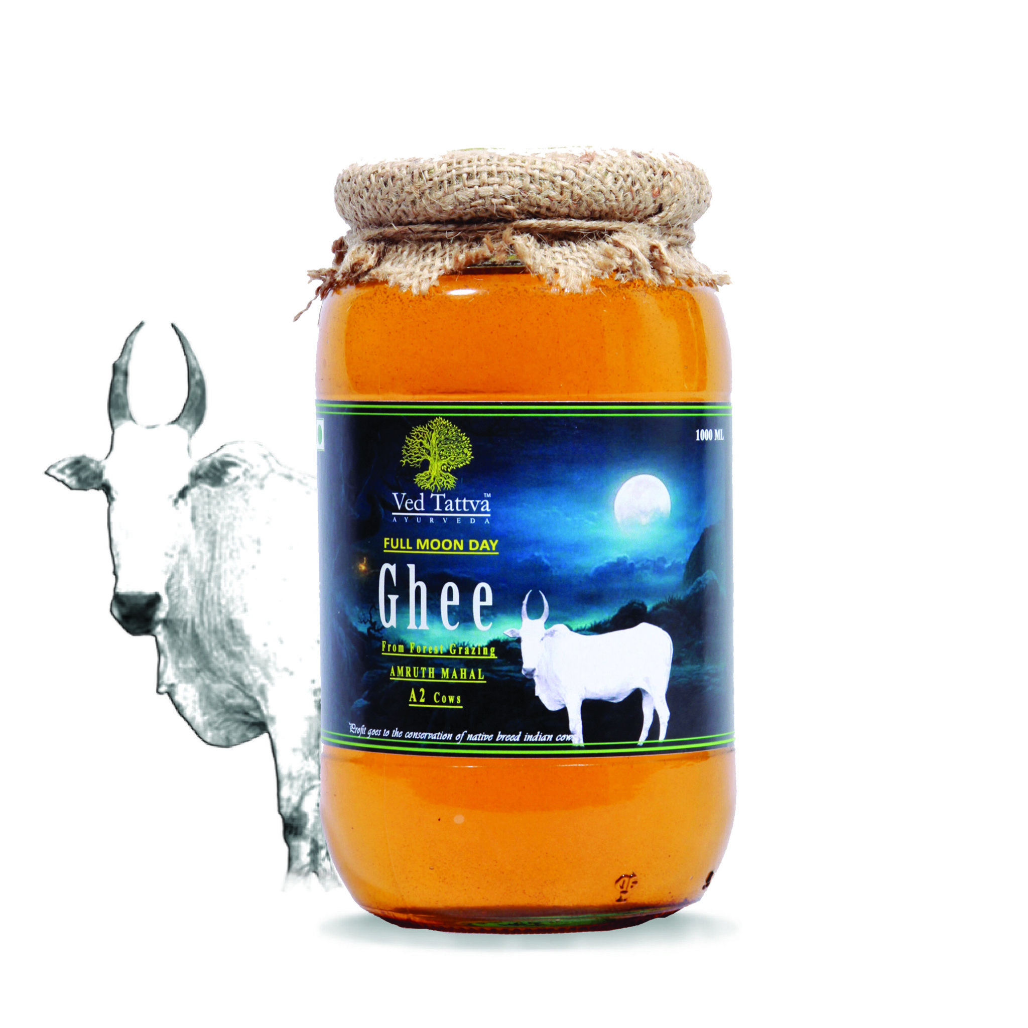 Picture of Tatsat Full Moon A2 Forest grazing Amruth Mahal BILONA Cow Ghee - 1000ml