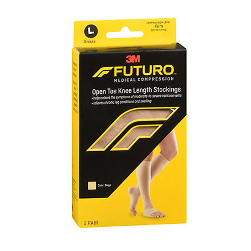 Picture of Futuro Medical Compression Open Toe Knee Length Stockings Unisex Large Beige Firm