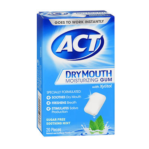 Picture of Act Dry Mouth Moisturizing Gum With Xylitol Sugar Free Soothing Mint