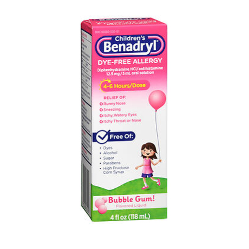 Picture of Benadryl Children's Dye-Free Allergy Liquid Bubble Gum Flavored