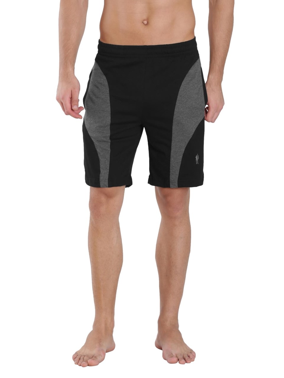 Picture of Jockey Black & Charcoal Melange Knit Sport Shorts For Men