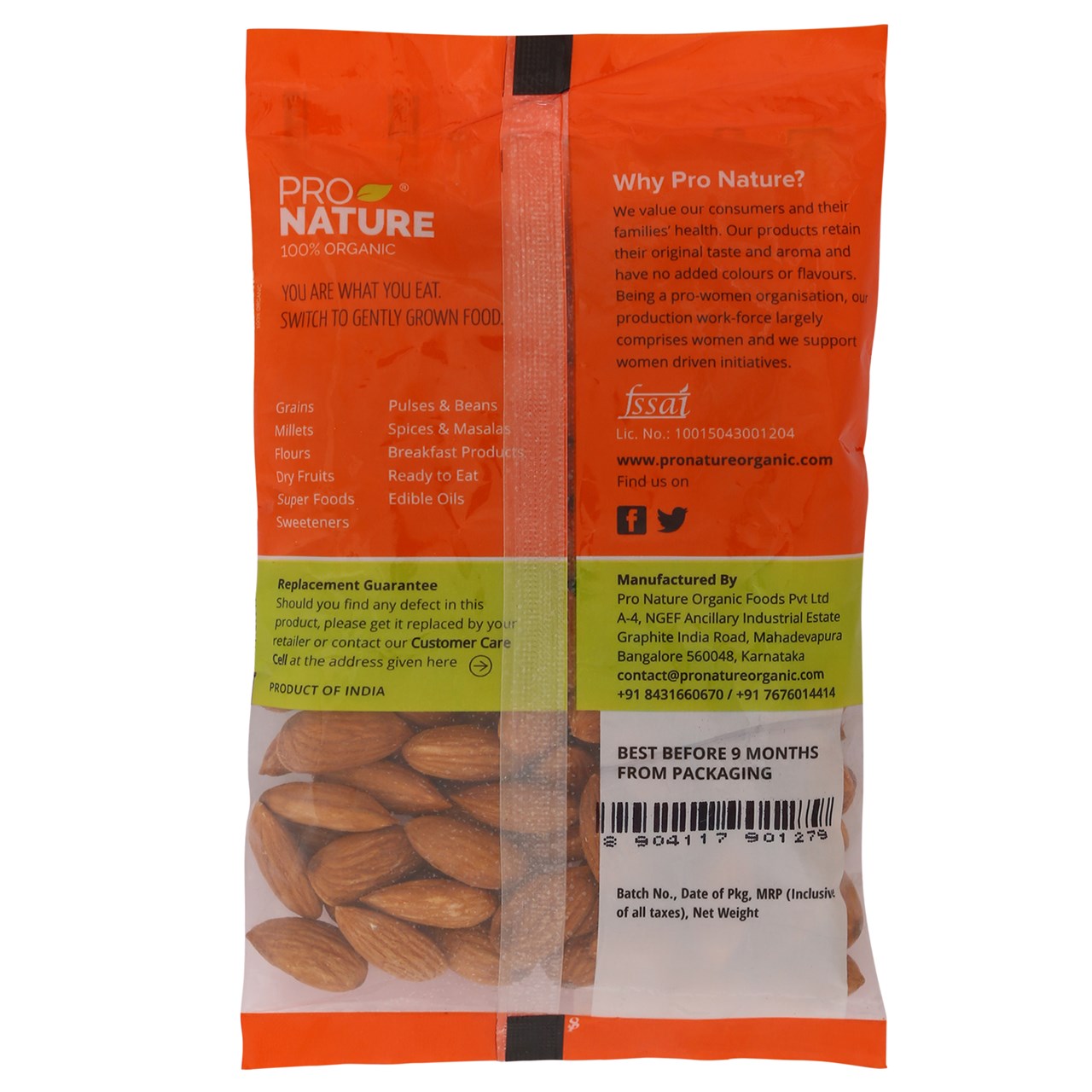 Picture of Pro Nature 100% Organic Almonds 100g