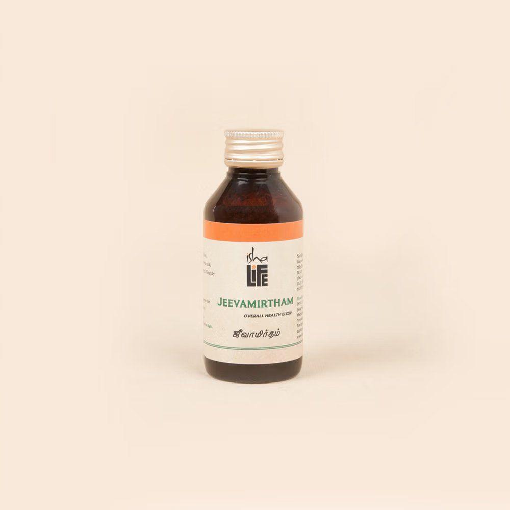 Picture of Isha Life Jeevamirtham (100 ml). Isha’s unique traditional Siddha formulation. Helps boost immunity.