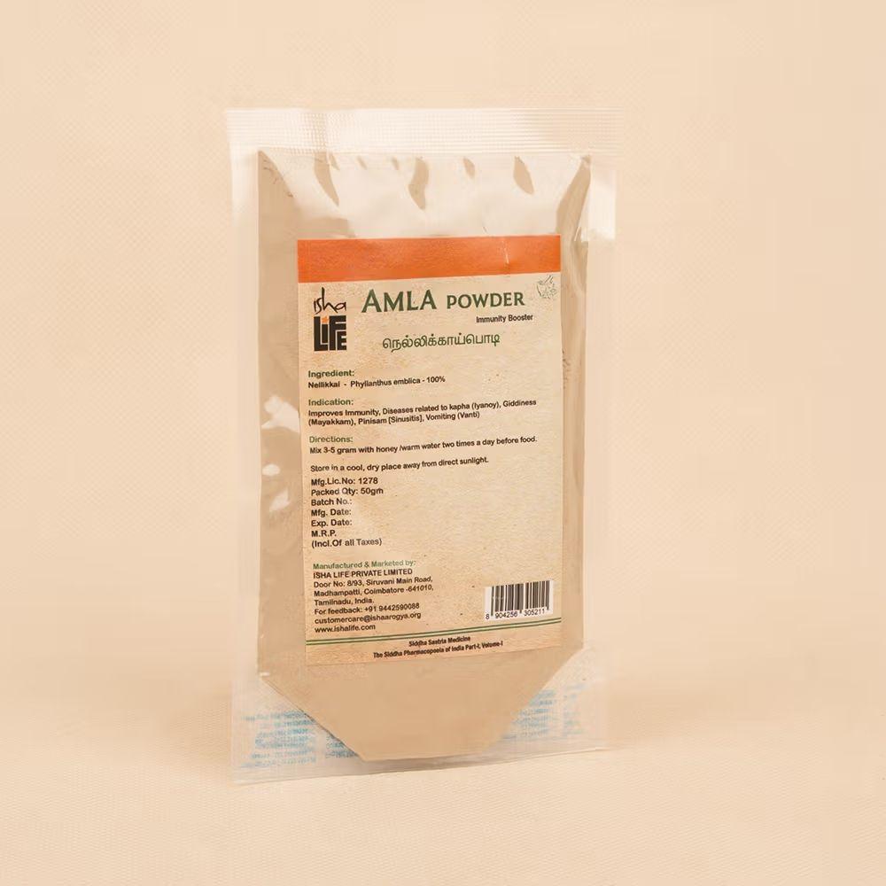 Picture of Isha Life Amla Powder (Indian Gooseberry). preservative free. Immunity booster. For healthy hair and skin (50gm)
