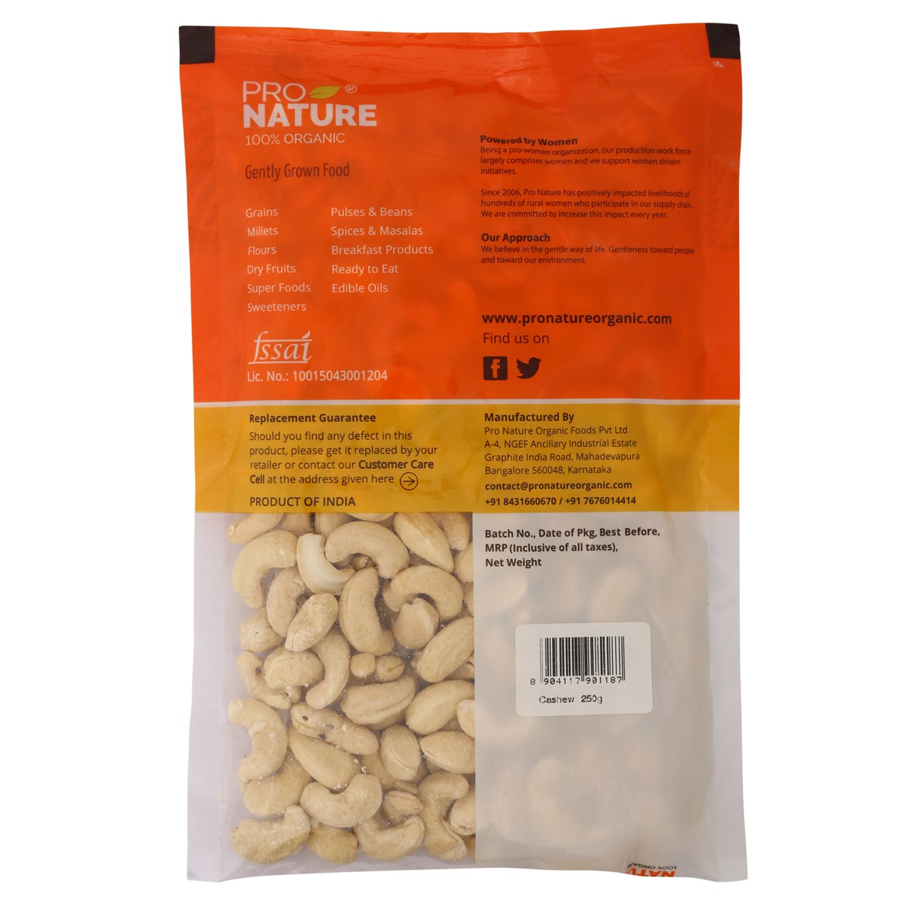 Picture of Pro Nature 100% Organic Cashew Nuts 250g