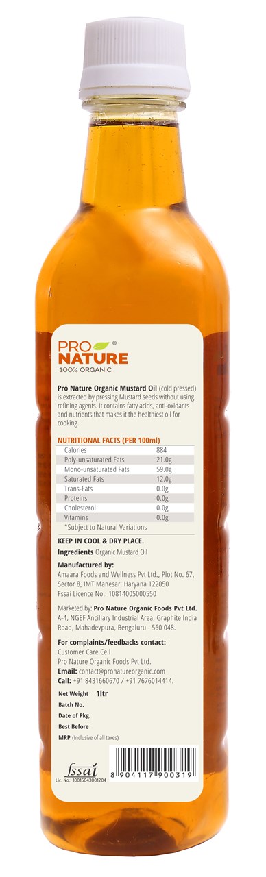 Picture of Pro Nature 100% Organic Mustard Oil 1 litre
