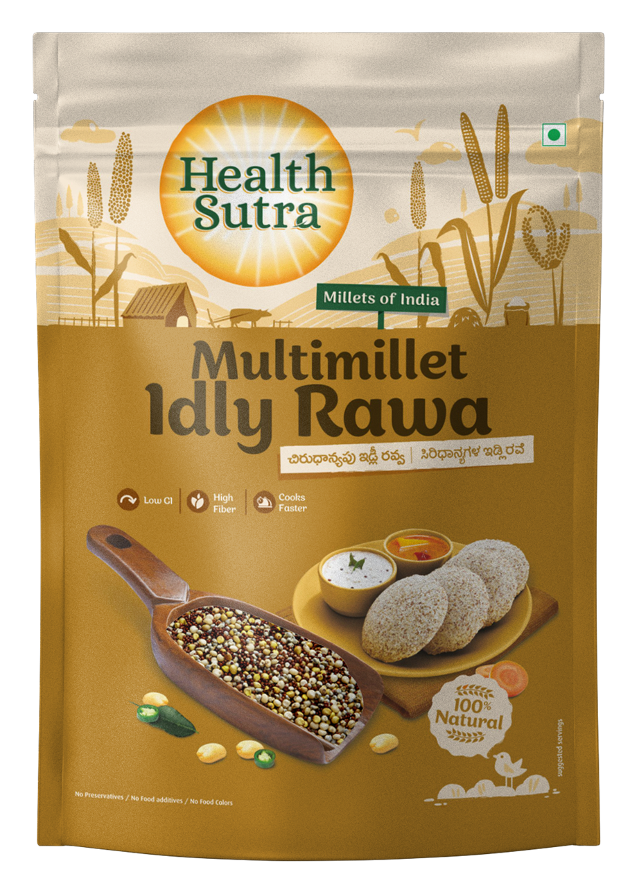 Show details for Health Sutra Multimillet Idly Rawa - Roasted 500GRMS Picture of Health Sutra Multimillet Idly Rawa - Roasted 500GRMS
