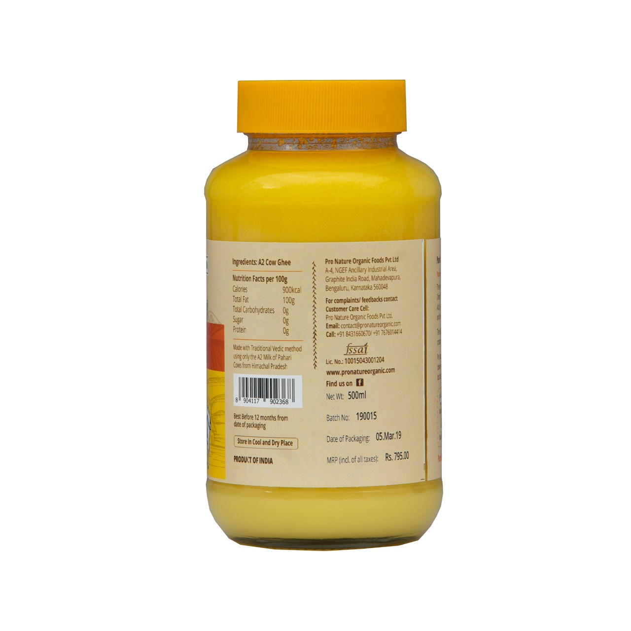 Picture of Pro Nature 100% Organic Cow Ghee (A-2) 500 ml (Glass Jar)