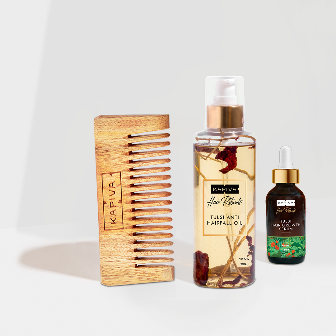 Show details for Kapiva Ayurveda Hairfall Solution - Neem comb & Tulsi Oil & Tulsi Hair Growth Serum Picture of Kapiva Ayurveda Hairfall Solution - Neem comb & Tulsi Oil & Tulsi Hair Growth Serum