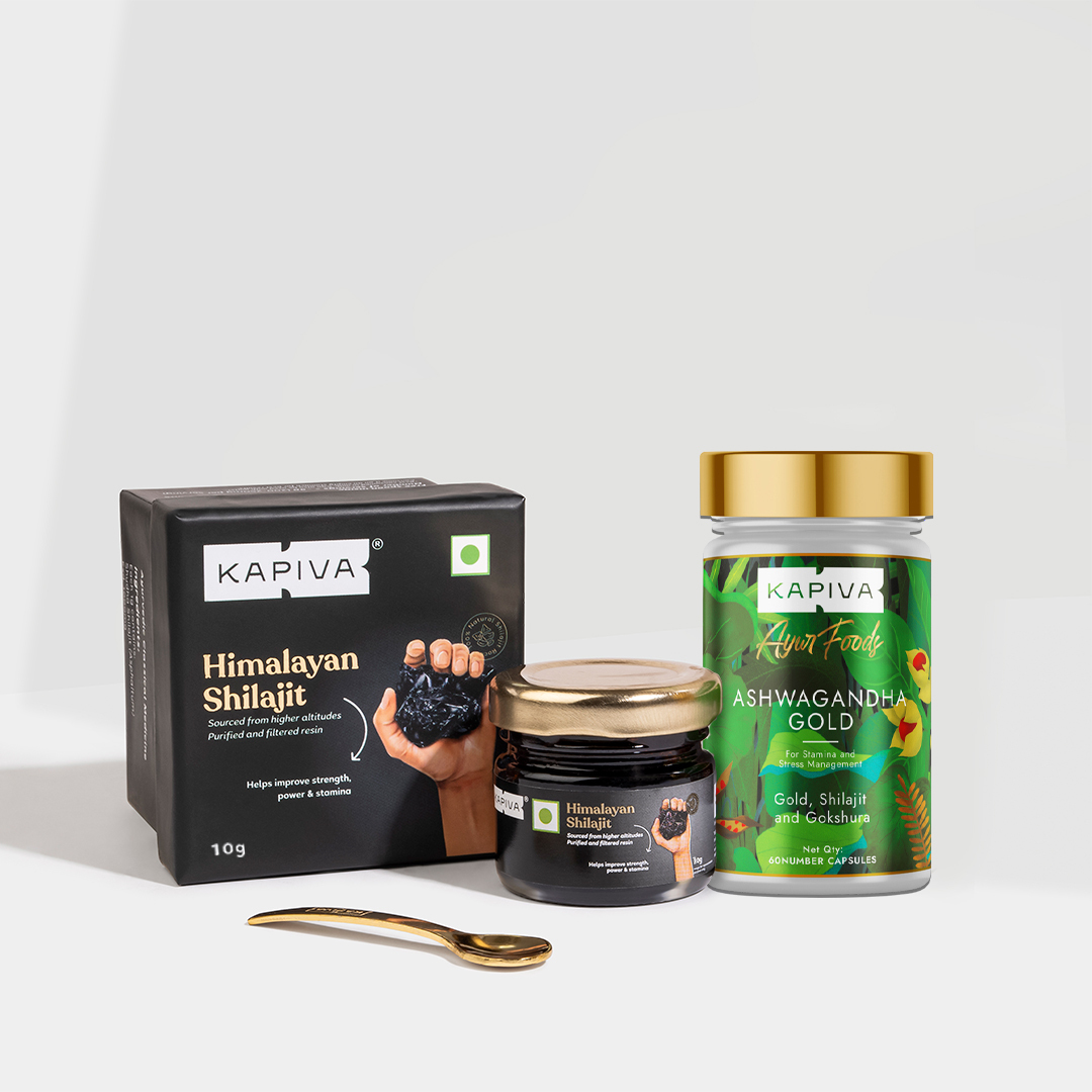 Show details for Kapiva Ayurveda Himalayan Shilajit 10 g + Ashwagandha Gold 60 Capsules Picture of Kapiva Ayurveda Himalayan Shilajit 10 g + Ashwagandha Gold 60 Capsules