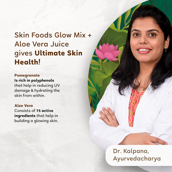 Picture of Kapiva Ayurveda Skin Foods Glow Mix & Aloe Vera Juice - Holistic Skin Care Combo