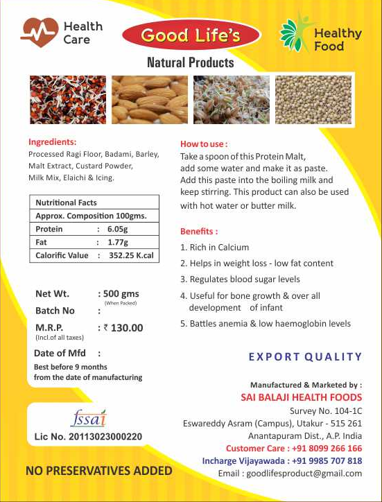 Picture of Natural Raagi Protein Malt (Diet)
