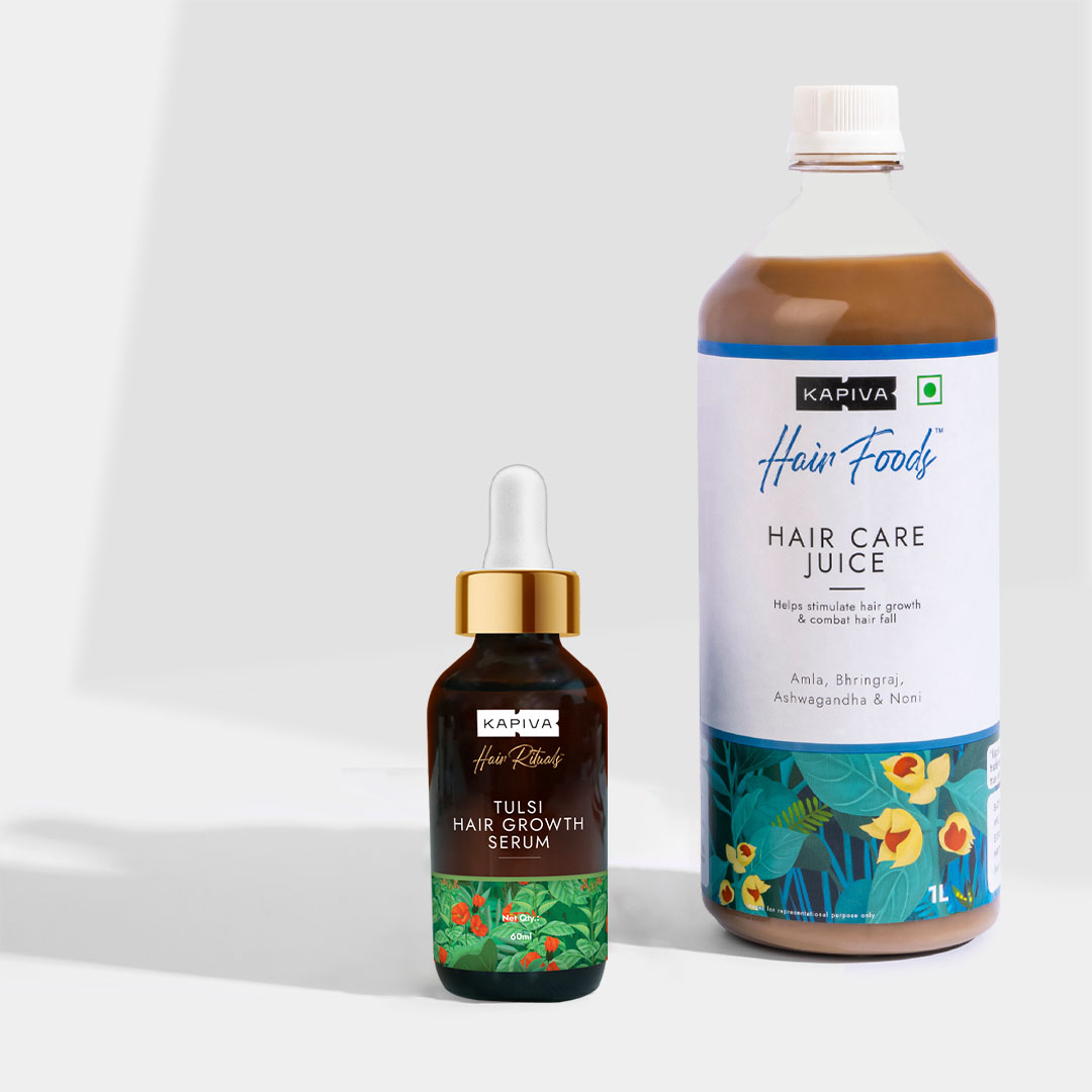 Show details for Kapiva Ayurveda Scalp Vitalizing Combo - Hair Care Juice 1L & Tulsi Hair growth Serum 60 ml Picture of Kapiva Ayurveda Scalp Vitalizing Combo - Hair Care Juice 1L & Tulsi Hair growth Serum 60 ml