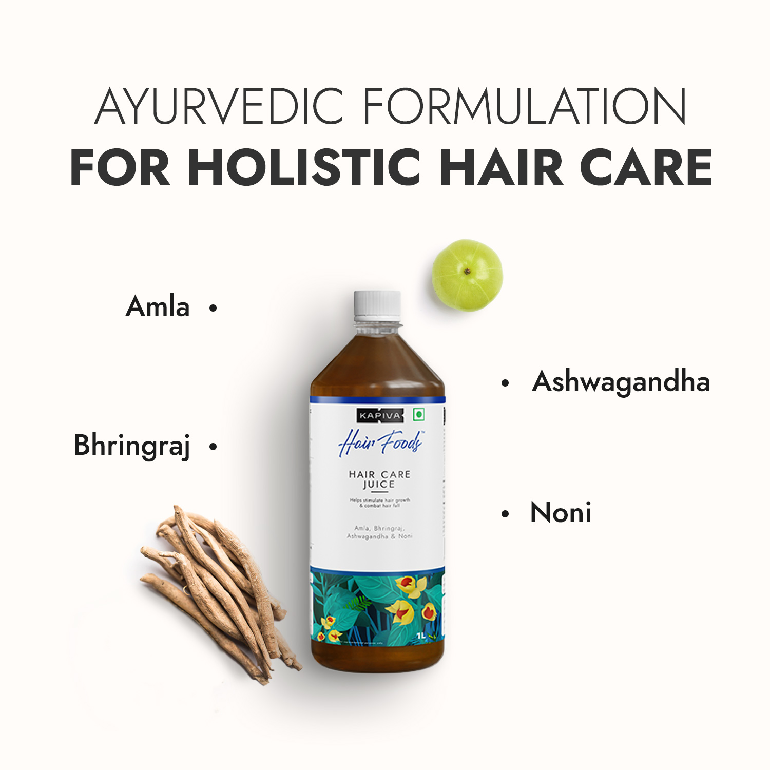 Picture of Kapiva Ayurveda Scalp Vitalizing Combo - Hair Care Juice 1L & Tulsi Hair growth Serum 60 ml
