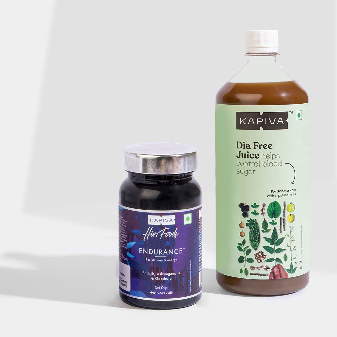 Show details for Kapiva Ayurveda HimFoods Endurance Caps & Dia Free Juice Combo Picture of Kapiva Ayurveda HimFoods Endurance Caps & Dia Free Juice Combo
