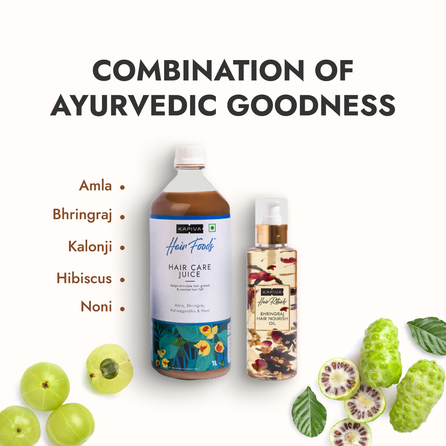 Picture of Kapiva Ayurveda Hair Care Juice + Bhringraj Nourish Oil 