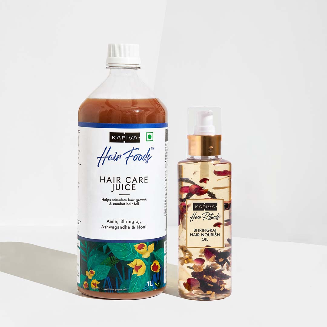 Show details for Kapiva Ayurveda Hair Care Juice + Bhringraj Nourish Oil  Picture of Kapiva Ayurveda Hair Care Juice + Bhringraj Nourish Oil