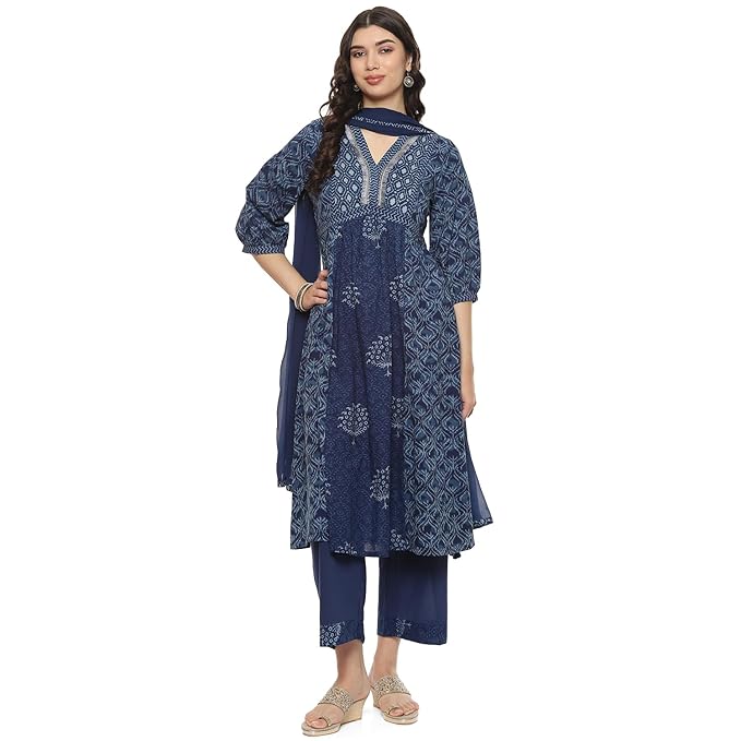 Picture of BIBA Womens Women Cotton Blend Printed Suit