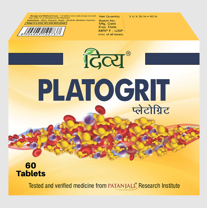 Picture of Patanjali Divya Platogrit 60 - Tablets