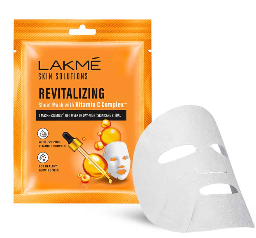 Show details for Lakme Skin Solutions Sheet Mask Revitalizing With Vitamin C - 25 ML Picture of Lakme Skin Solutions Sheet Mask Revitalizing With Vitamin C - 25 ML