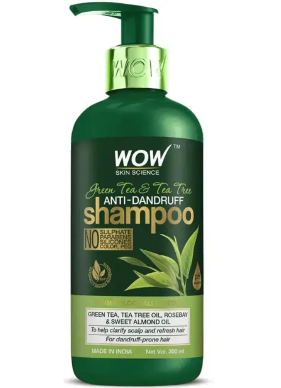Picture of Wow Skin Science Green Tea & Tea Tree Anti-Dandruff Shampoo - 300 ML  