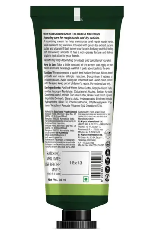 Picture of Wow Skin Science Green Tea Hand & Nail Cream - 50 ML