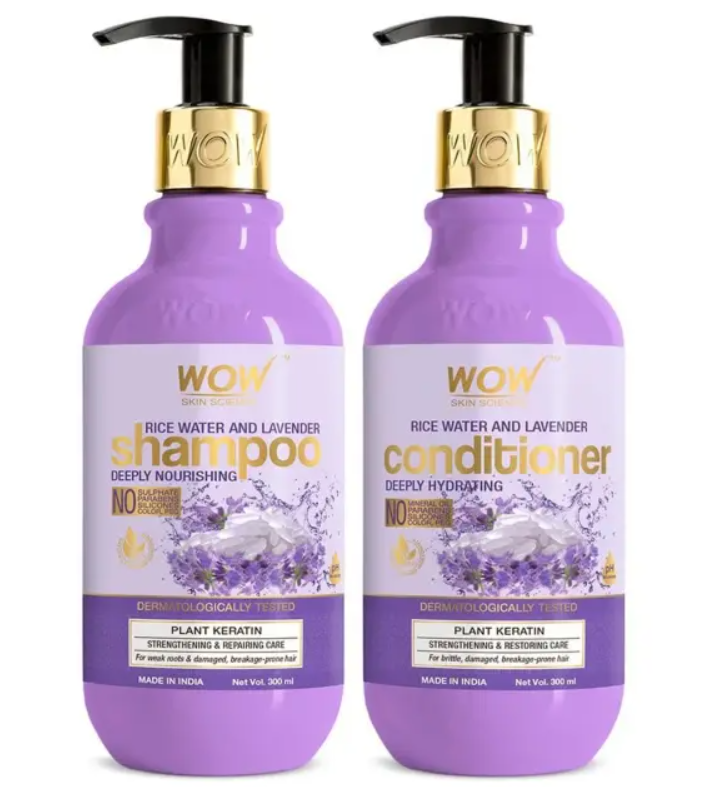Show details for Wow Skin Science Rice Water And Lavender Hair Care Kit ( Shampoo + Conditioner) - 600 ML Picture of Wow Skin Science Rice Water And Lavender Hair Care Kit ( Shampoo + Conditioner) - 600 ML