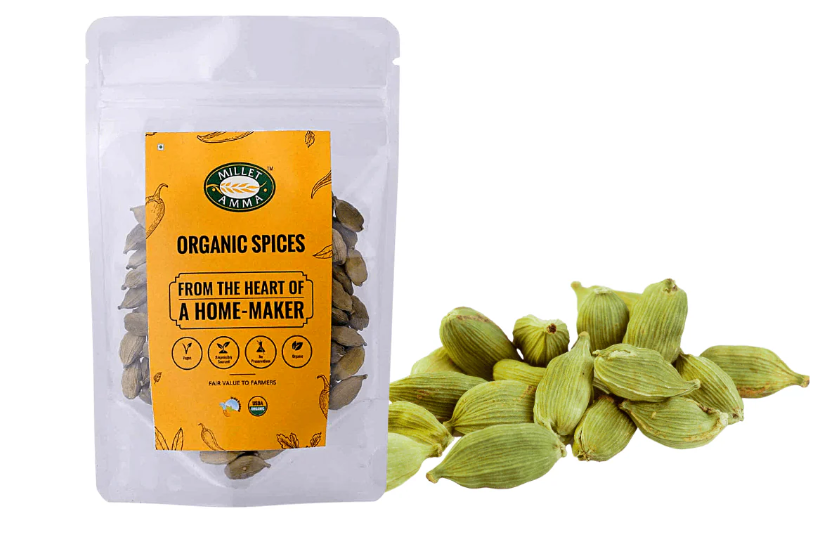 Show details for Millet Amma Organic Green Cardmon Elachi - 25 GM Picture of Millet Amma Organic Green Cardmon Elachi - 25 GM