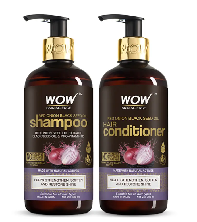 Show details for Wow Skin Science Onion Hair Fall Control Duo - 300ML+300ML Picture of Wow Skin Science Onion Hair Fall Control Duo - 300ML+300ML