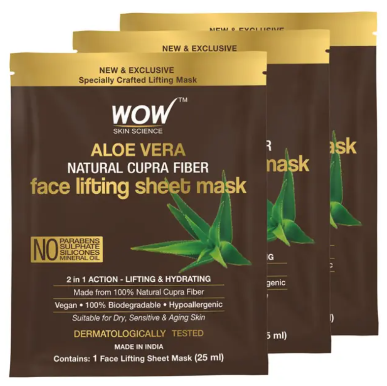 Show details for Wow Skin Science Aloe Vera Face Sheet Mask - Pack of 3 Picture of Wow Skin Science Aloe Vera Face Sheet Mask - Pack of 3