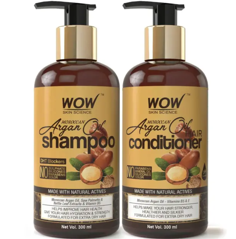 Show details for Wow Skin Science Moroccan Argan Oil Shampoo + Moroccan Argan Oil Conditioner - 300ML+300ML Picture of Wow Skin Science Moroccan Argan Oil Shampoo + Moroccan Argan Oil Conditioner - 300ML+300ML