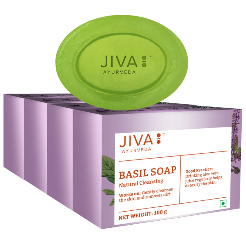 Show details for Jiva Ayurveda Basil Soap - 100 gm - Pack of 4 Picture of Jiva Ayurveda Basil Soap - 100 gm - Pack of 4
