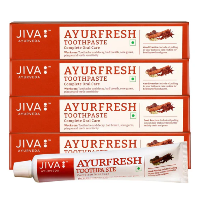 Show details for Jiva Ayurveda Ayurfresh Toothpaste - 100 gm - Pack of 4 Picture of Jiva Ayurveda Ayurfresh Toothpaste - 100 gm - Pack of 4