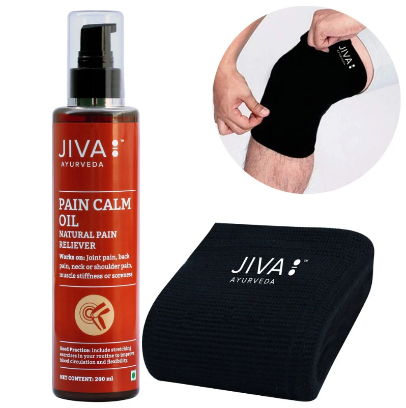 Picture of Jiva Ayurveda Pain Calm Oil 200ml+Knee Cap - Combo
