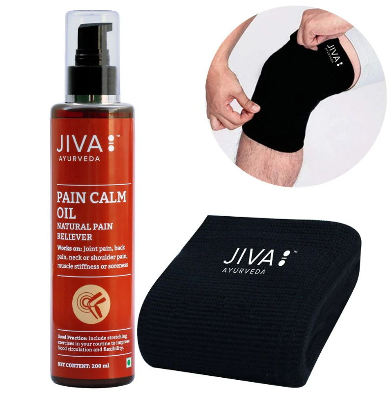 Show details for Jiva Ayurveda Pain Calm Oil 200ml+Knee Cap - Combo Picture of Jiva Ayurveda Pain Calm Oil 200ml+Knee Cap - Combo