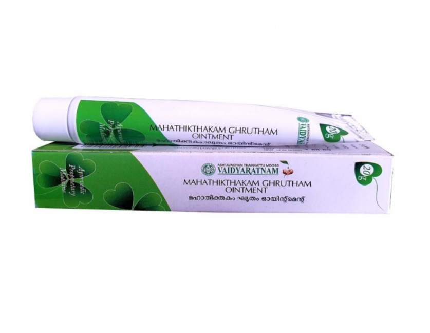 Show details for Vaidyaratnam Mahathikthakam Ghrutham Ointment - 20 gm Picture of Vaidyaratnam Mahathikthakam Ghrutham Ointment - 20 gm