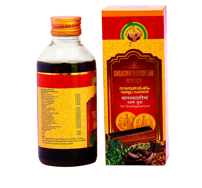 Picture of Vaidyaratnam Saraswatharishtam with Gold - 200 ML