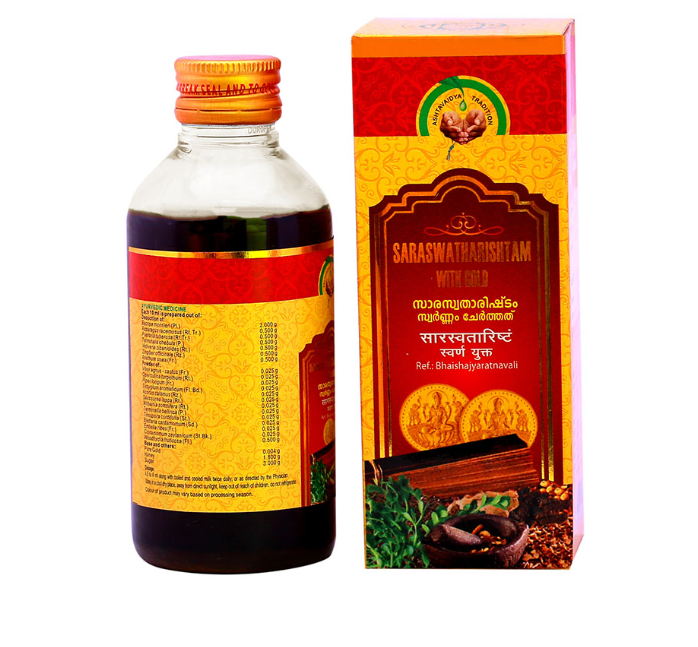 Show details for Vaidyaratnam Saraswatharishtam with Gold - 200 ML Picture of Vaidyaratnam Saraswatharishtam with Gold - 200 ML