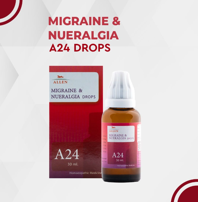 Show details for Allen Homeopathy A24 Migraine & Nueralgia Drops  - 30 ML Picture of Allen Homeopathy A24 Migraine & Nueralgia Drops  - 30 ML