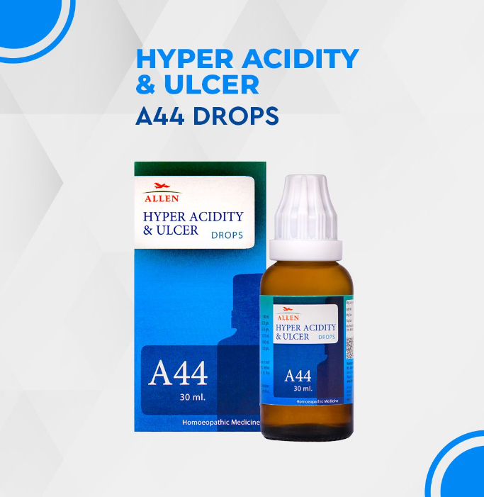 Picture of Allen Homeopathy A44 Hyper Acidity & Ulcer Drops  - 30 ML