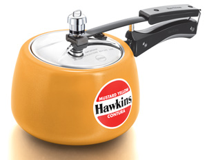 Picture of Hawkins Ceramic Coated Contura Mustard Yellow Pressure Cooker 3 Litre (CMY30)