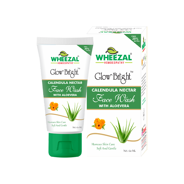 Show details for Wheezal Homeopathy Glow Bright Calendula Nectar Facewash with Aloevera - 60 ML Picture of Wheezal Homeopathy Glow Bright Calendula Nectar Facewash with Aloevera - 60 ML
