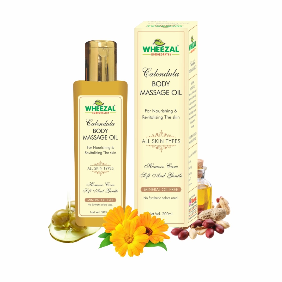 Picture of Wheezal Homeopathy Calendula Body Massage Oil - 200 ML