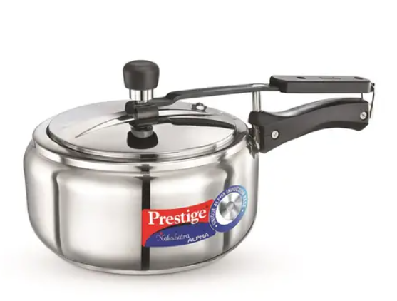 Picture of Prestige Nakshatra Alpha Stainless Steel Gas and Induction Compatible Pressure Cooker Silver - 3.5 L