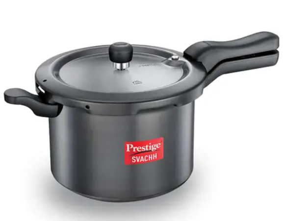 Show details for Prestige Svachh Hard Anodised Spillage Control Pressure Cooker Black - 5L Picture of Prestige Svachh Hard Anodised Spillage Control Pressure Cooker Black - 5L