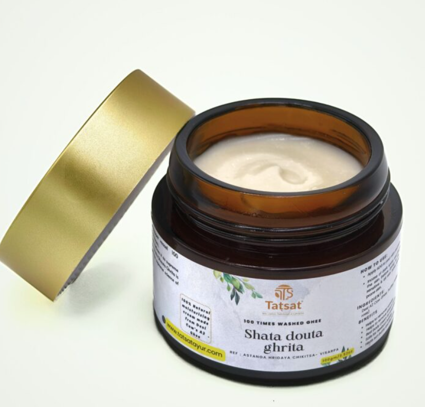 Show details for Tatsat Shata Dhauta Ghrita -100 Times Washed Desi Cow’s A2 Ghee - 100 gm   Picture of Tatsat Shata Dhauta Ghrita -100 Times Washed Desi Cow’s A2 Ghee - 100 gm