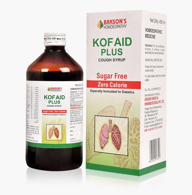 Picture of Bakson's Homeopathy Kof Aid Plus Syrup Sugar Free - 450 ML