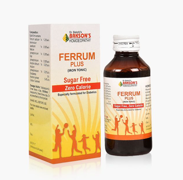 Show details for Bakson's Homeopathy Ferrum Plus With Sugar Free - 115 ML Picture of Bakson's Homeopathy Ferrum Plus With Sugar Free - 115 ML