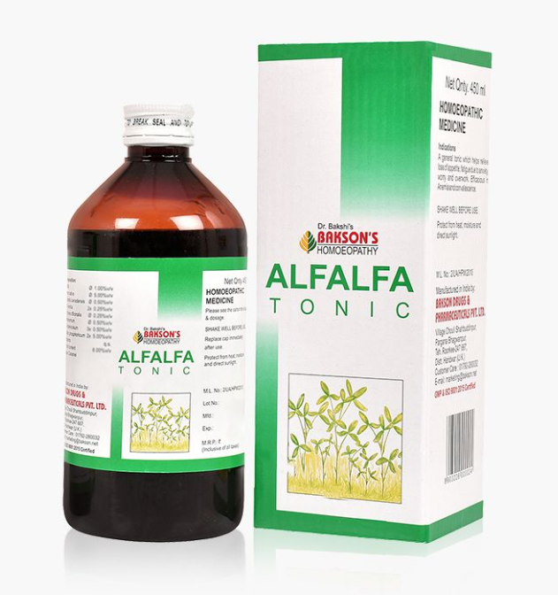 Show details for Bakson's Homeopathy Alfalfa Tonic - 450 ML Picture of Bakson's Homeopathy Alfalfa Tonic - 450 ML